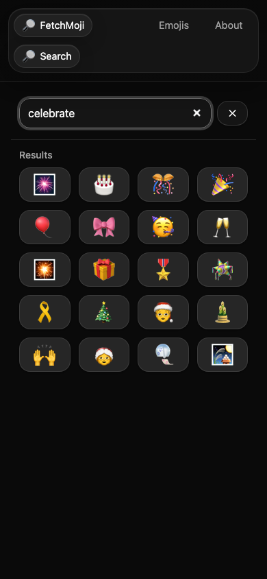 FetchMoji.com mobile emoji results